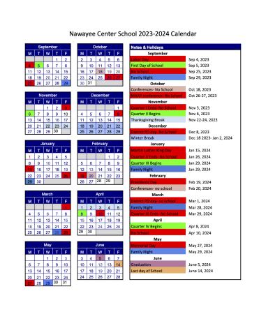 center school 2023-24 calendar
